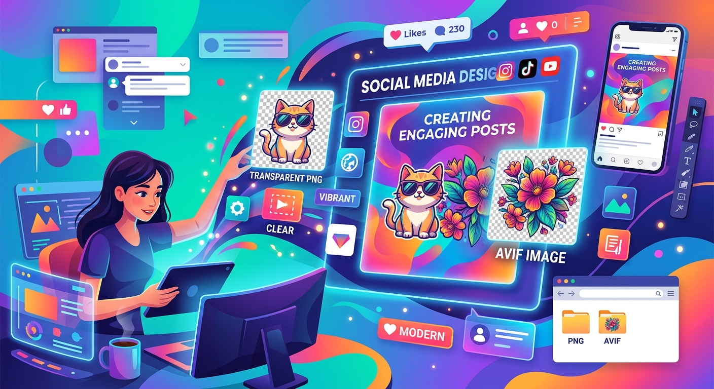 How to Use Transparent PNGs and AVIF Images in Social Media Designs