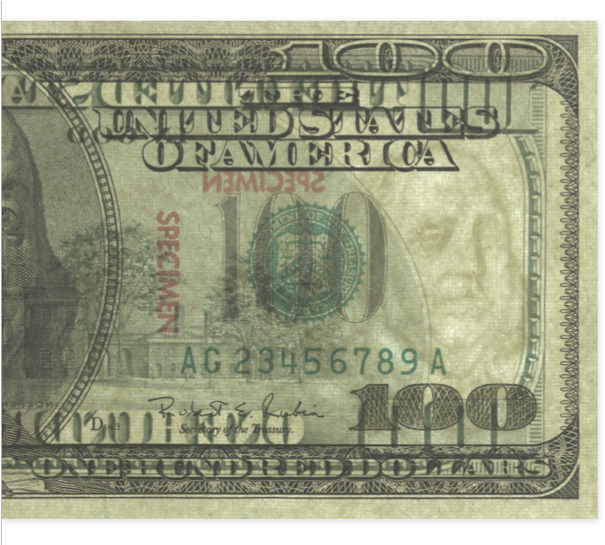 100 Dollar Bill Specimen