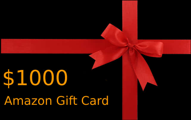 1000 Dollar Amazon Gift Cardwith Red Ribbon