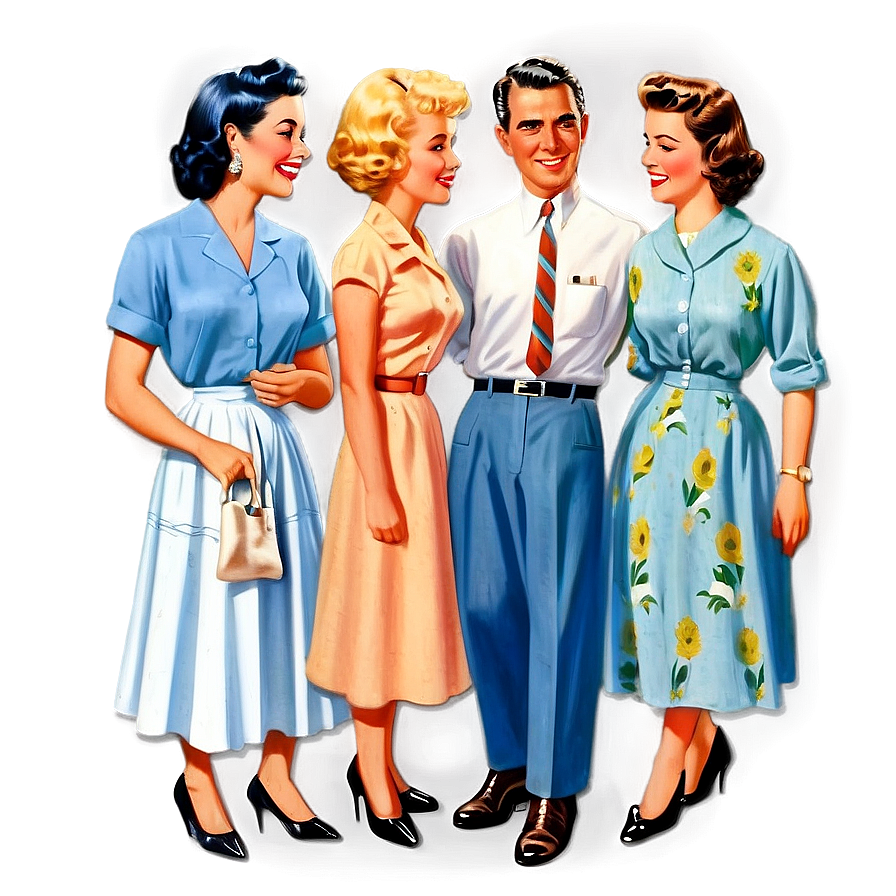 1950s American Suburbia Illustration Png 06242024