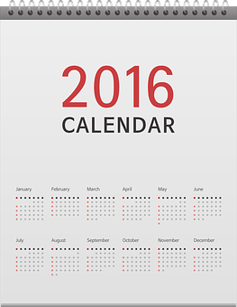 2016 Yearly Calendar Overview