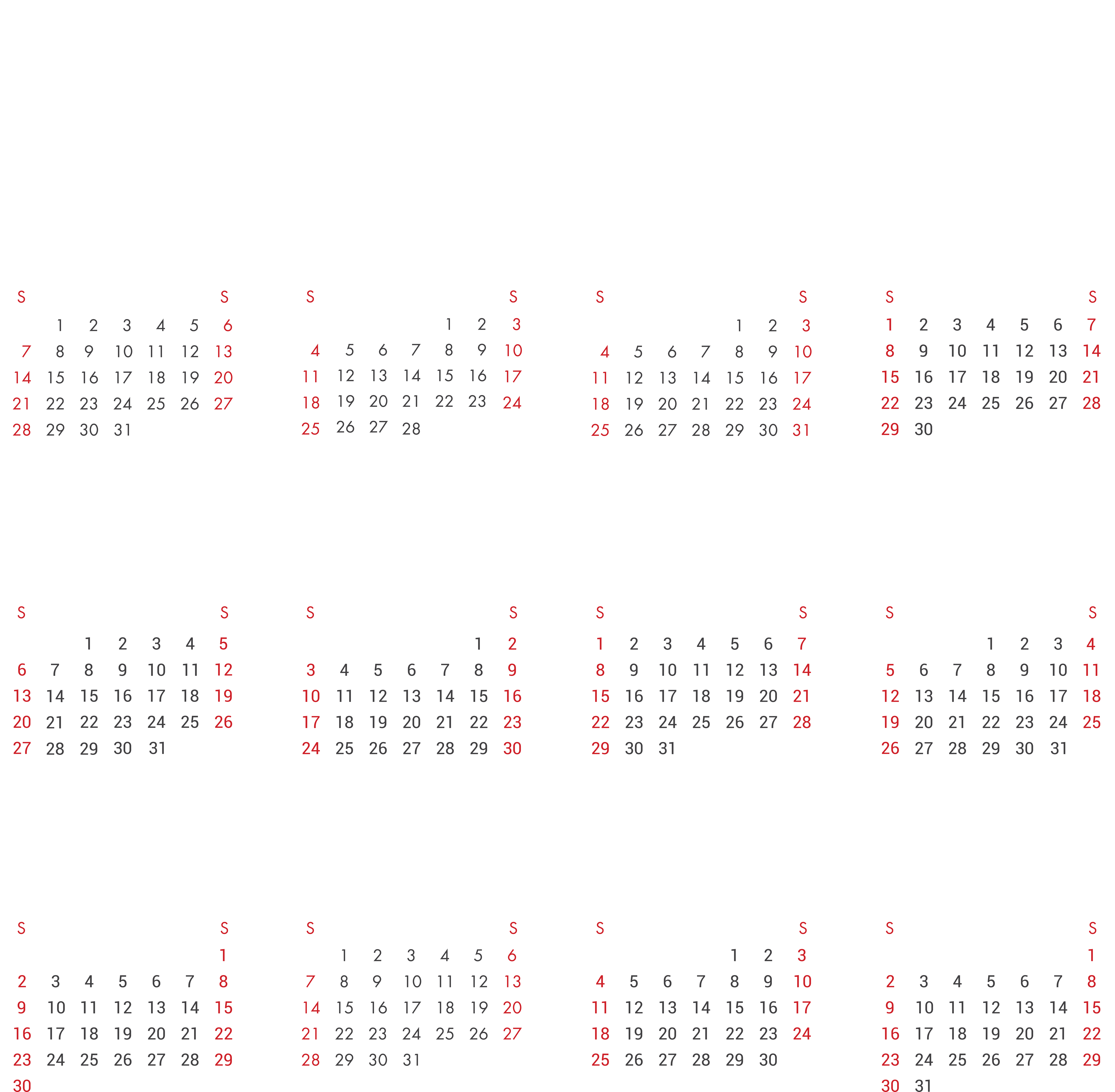 2018_ Red_ Highlighted_ Calendar