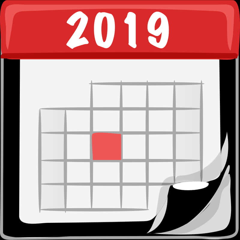 2019 Calendar Iconwith Red Marker