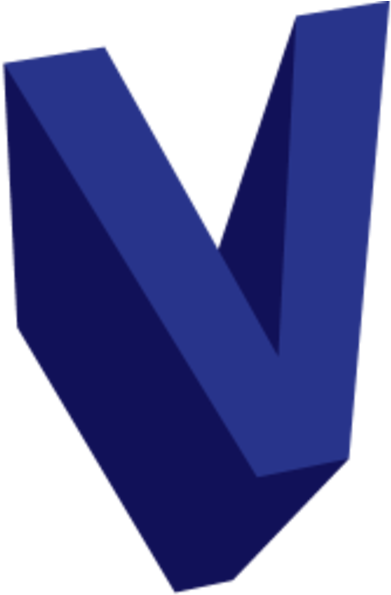3 D Blue Letter V