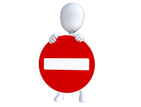 3 D Character Holding No Entry Sign