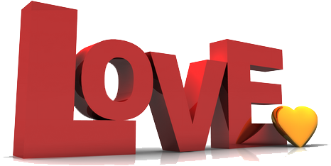 3 D Love Text Heart Graphic