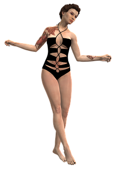 3 D Model Female Figurewith Tattoos