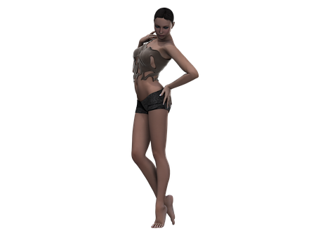 3 D Model Female Pose Black Background