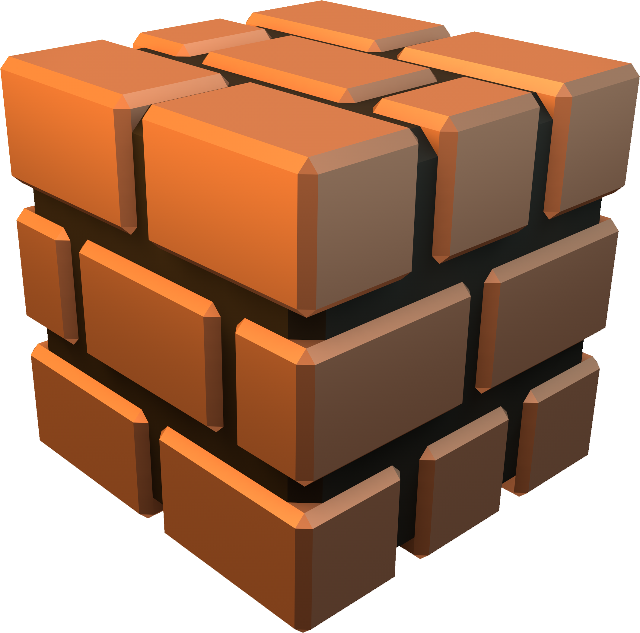 3 D Rendered Brick Cube