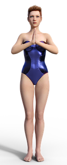 3 D Rendered Female Characterin Blue Swimsuit