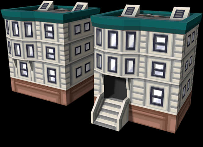3 D Rendered Twin Buildings