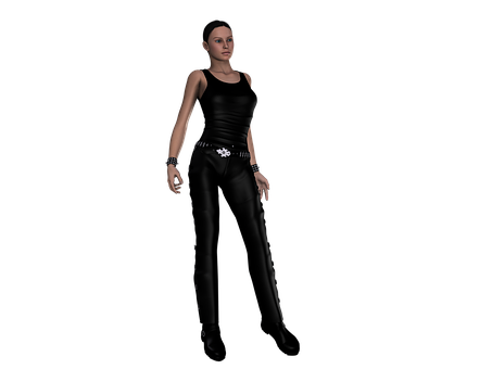 3 D Rendered Womanin Black Attire