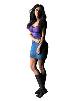 3 D Rendered Womanin Casual Outfit