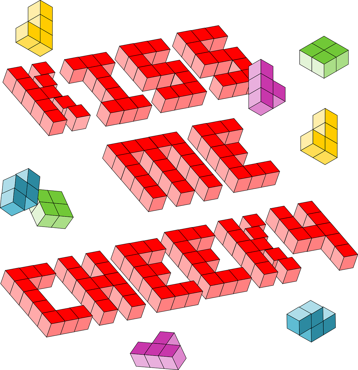 3 D Tetris Blocks Spelling Just One Week