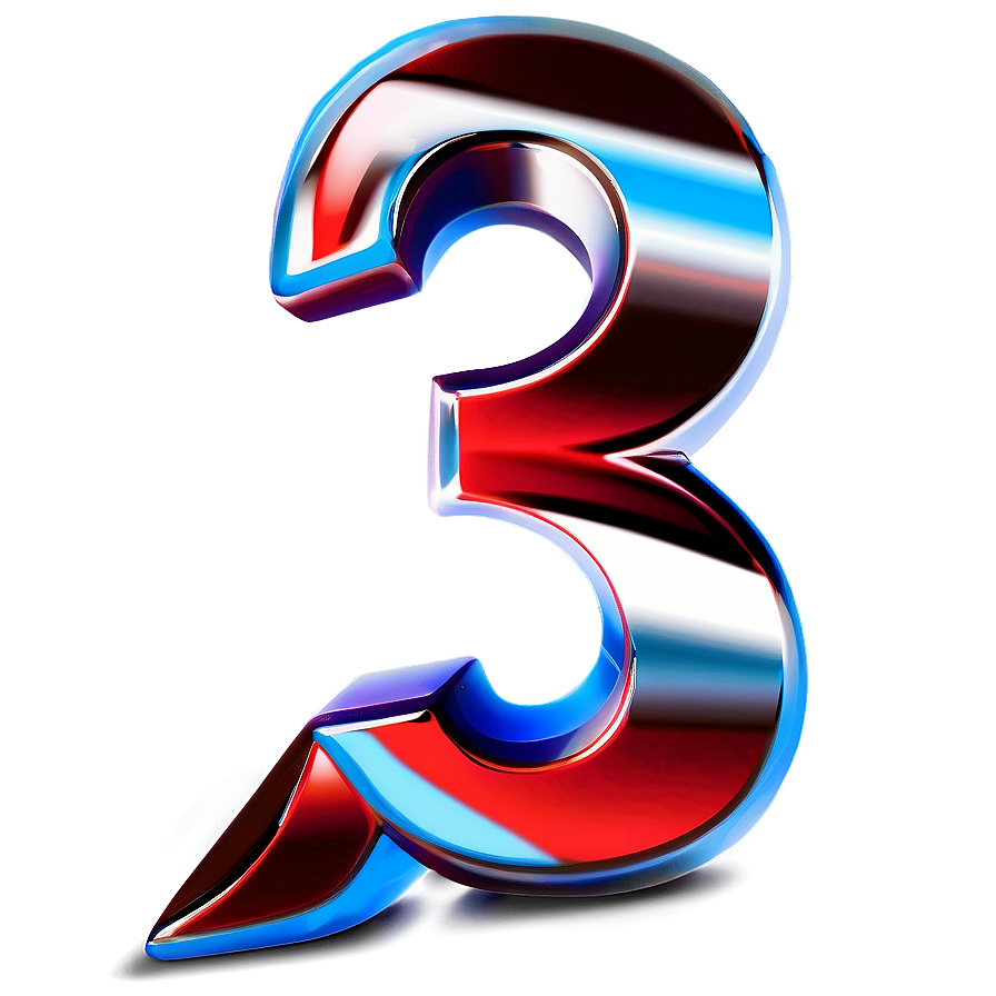 3d Number 3 Red Png 05252024