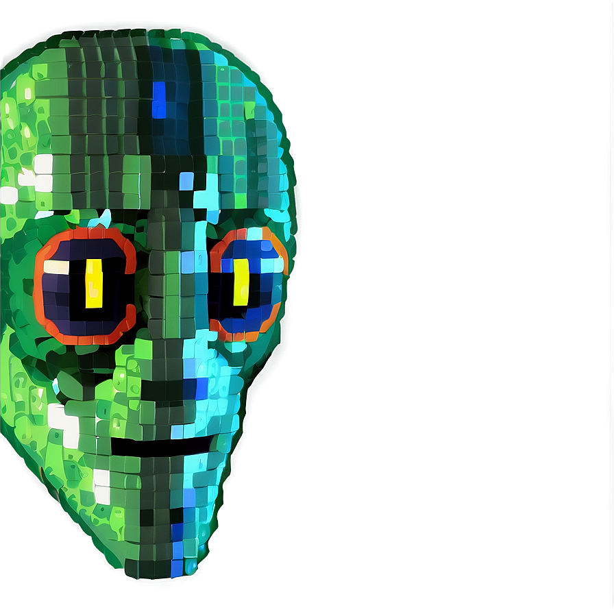 90s Pixelated Alien Png Vak