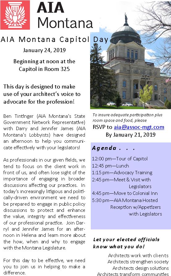 A I A Montana Capitol Day Event Flyer