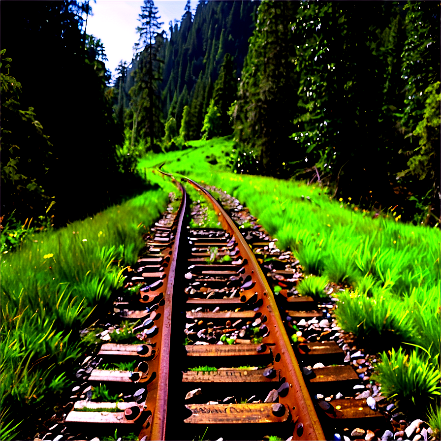 Abandoned Railway Tracks Nature Reclaimed Png 12