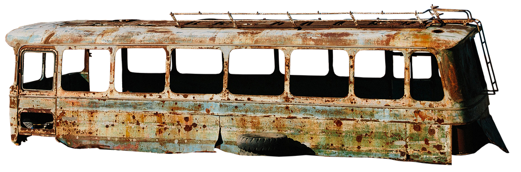 Abandoned Rusty Bus Wreckage