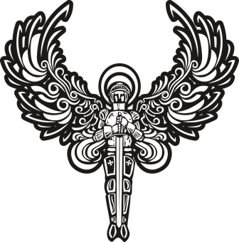 Abstract Angel Wingsand Sword Design