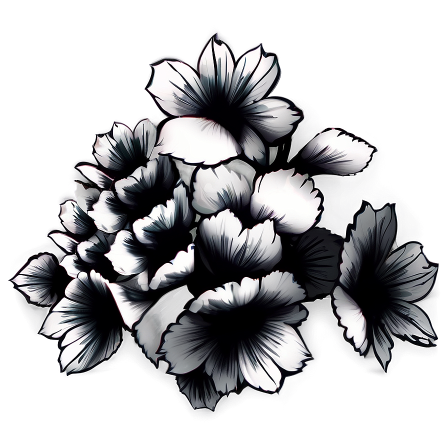 Abstract Art Black White Flowers Png Fel