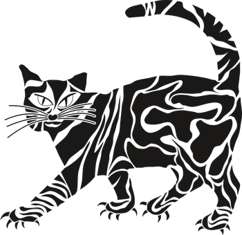 Abstract Black Cat Illustration