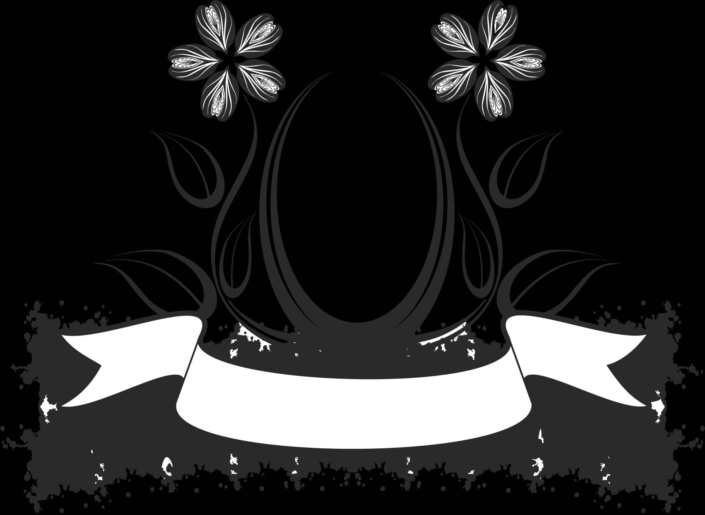 Abstract Black Floral Crown Design