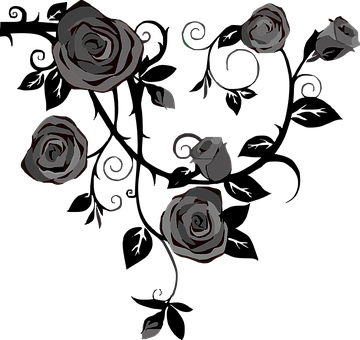 Abstract Black Roses Pattern