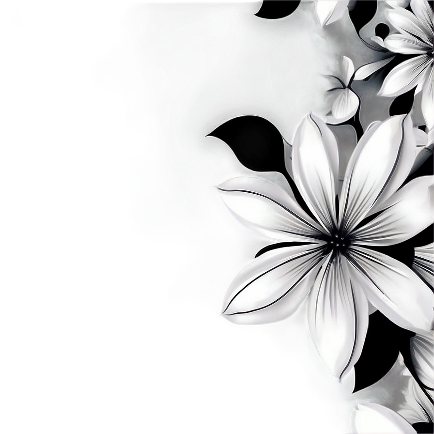 Abstract Black White Flowers Png Hbu