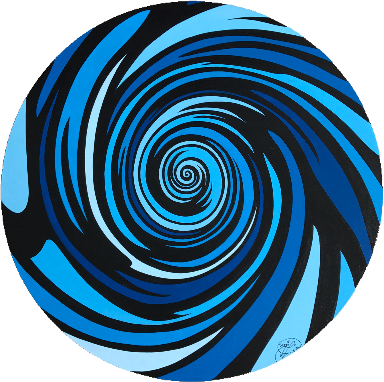 Abstract Blue Black Spiral Art