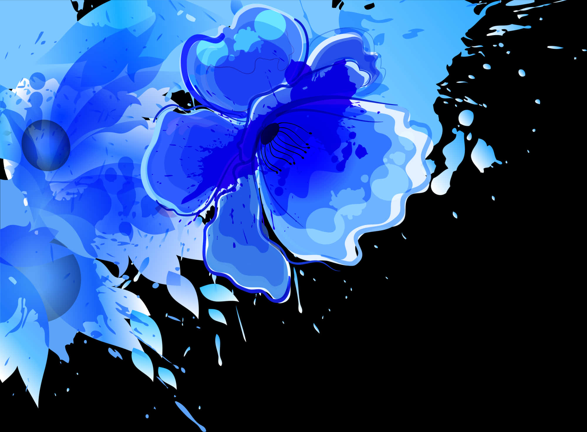 Abstract Blue Floral Design