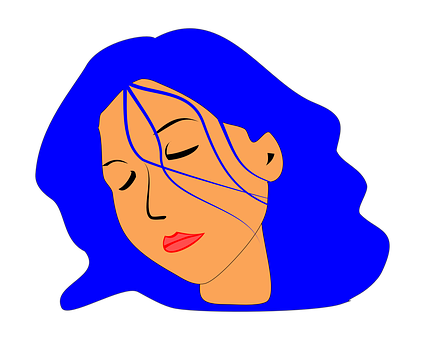 Abstract Blue Haired Woman Illustration