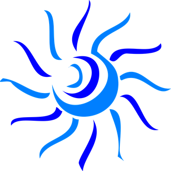 Abstract Blue Sun Design