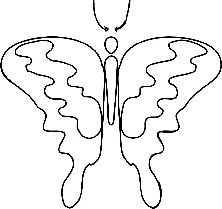 Abstract Butterfly Outline Black And White