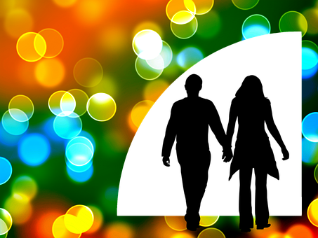 Abstract Colorful Bokeh Background With Silhouette