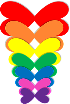 Abstract Colorful Heart Shapes Rainbow Vertical