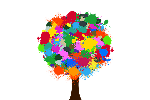 Abstract Colorful Splatter Tree