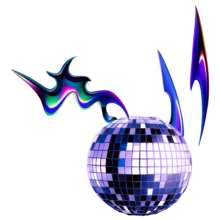 Abstract Disco Ballwith Colorful Waves