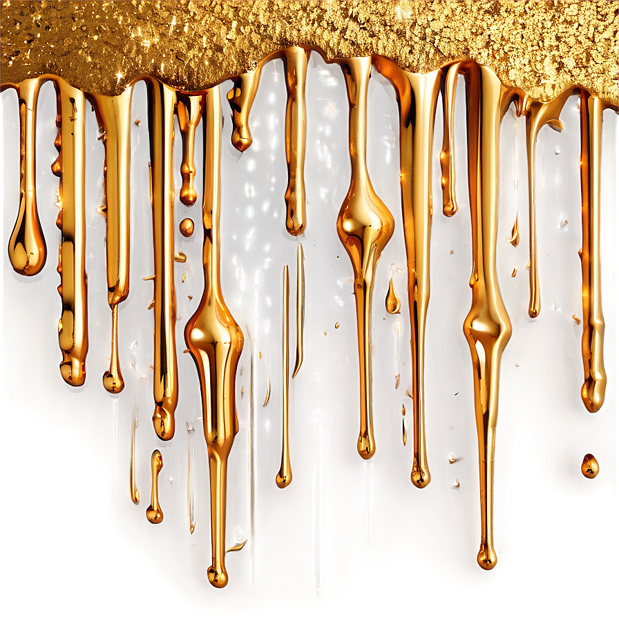 Abstract Gold Glitter Drip Png 49