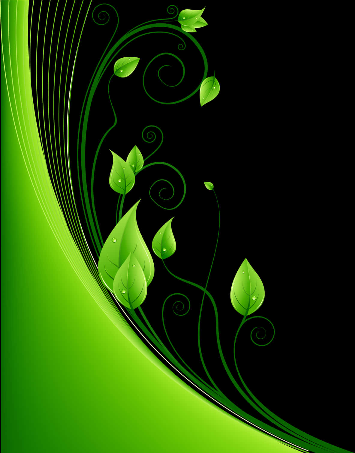 Abstract Green Floral Design