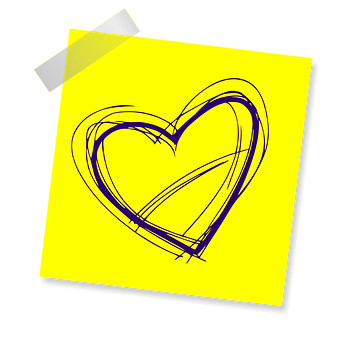 Abstract Heart Doodleon Yellow Sticky Note