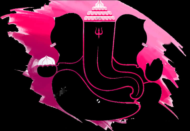 Abstract Lord Ganesh Silhouette Pink Brushstroke
