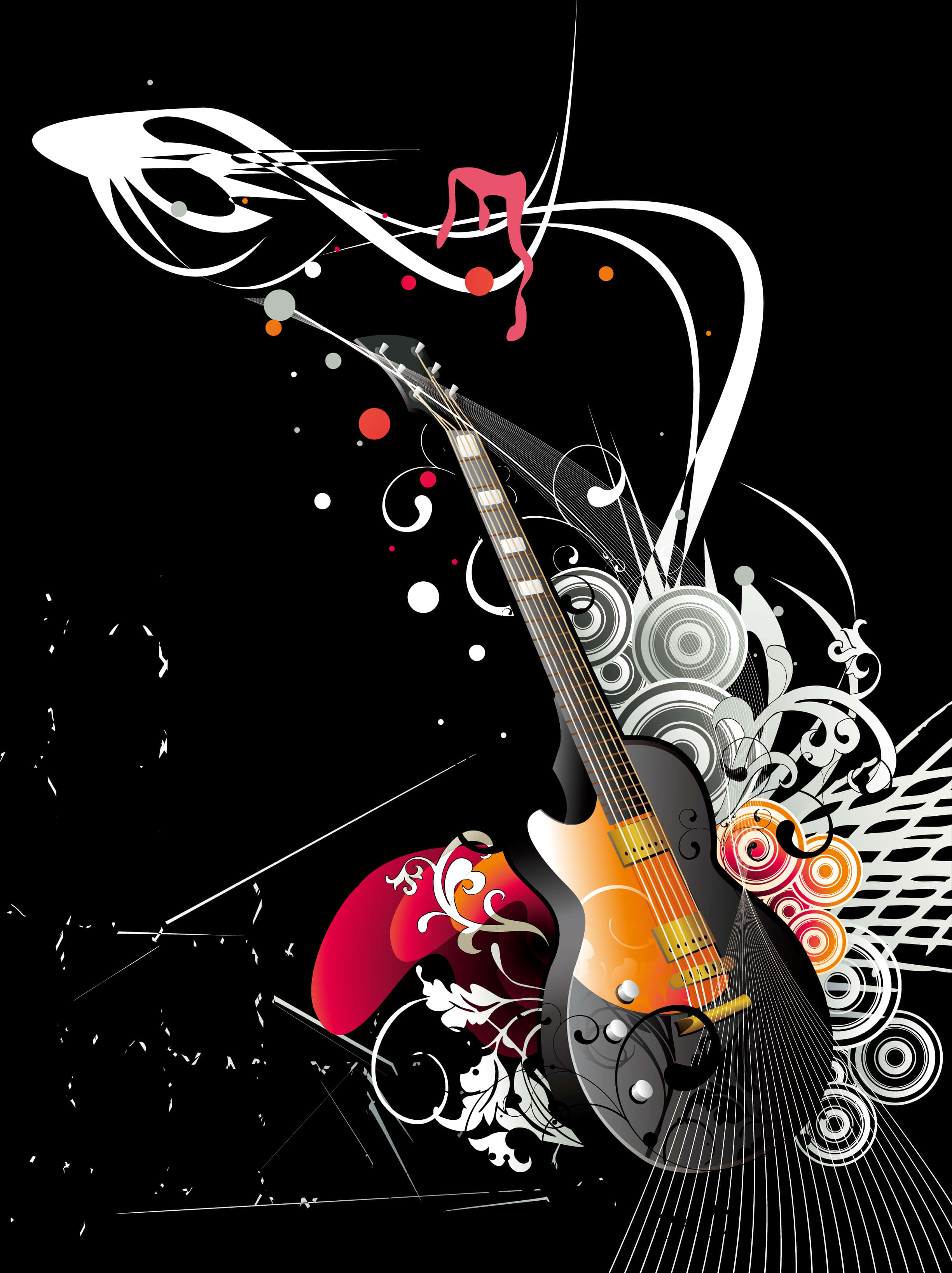 Abstract Musical Energy Guitar Art