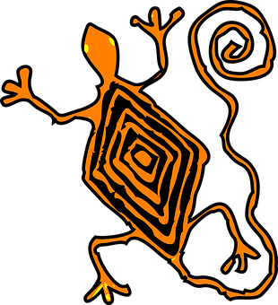 Abstract Orange Lizard Art