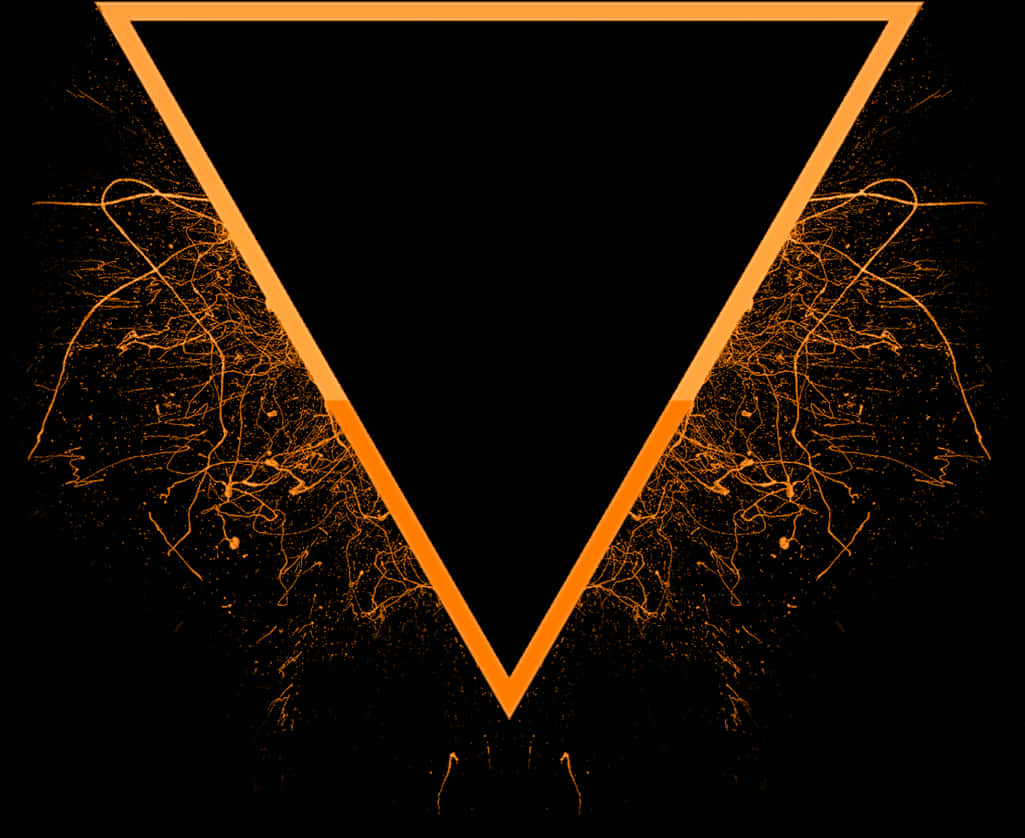 Abstract Orange Splatter Inverted Triangle Design