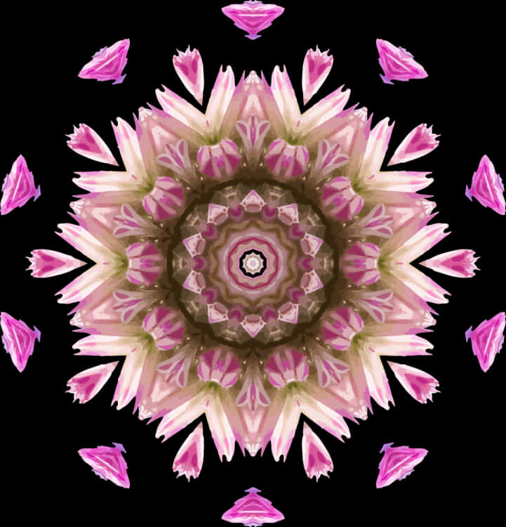 Abstract Pink Floral Kaleidoscope Pattern
