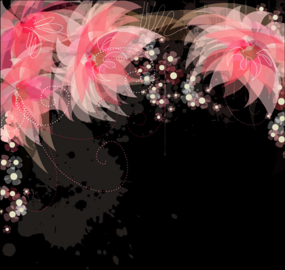 Abstract Pink Flowers Artwork