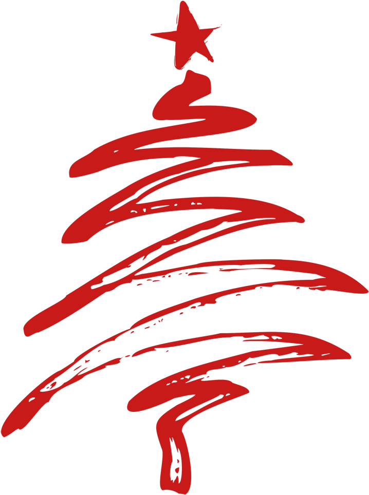 Abstract Red Christmas Tree Drawing