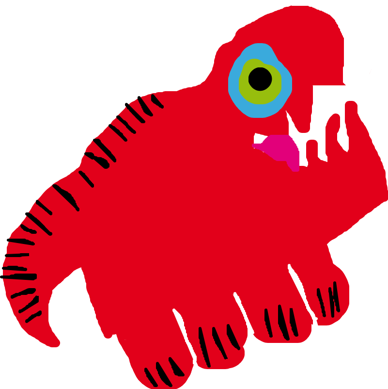 Abstract Red Creature Artwork