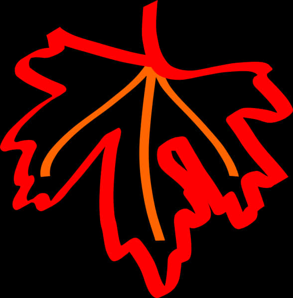 Abstract Red Leaf Outline